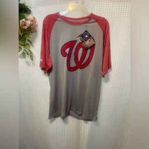 Washington Nationals MLB Stitches Raglan T-Shirt Mens Large Gray Red NWT